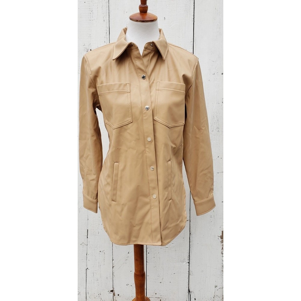 Calvin Klein Women's Size Small Nude Jacket Coat Blazer Faux Leather NEW